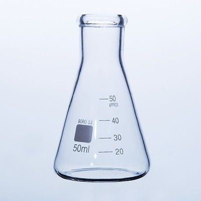 Boro 3.3 lab glass flask 50ml transparent