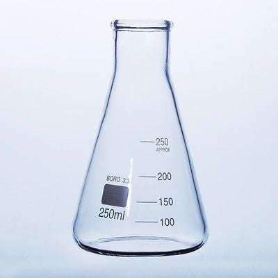 Boro 3.3 lab glass flask 250ml transparent
