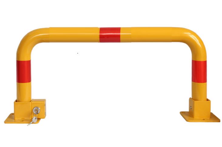 Parking Bollard Post Lockable Folding Barrier Driveway Security Yellow Base Tube