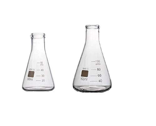 Boro 3.3 lab glass flask 50ml+100ml transparent