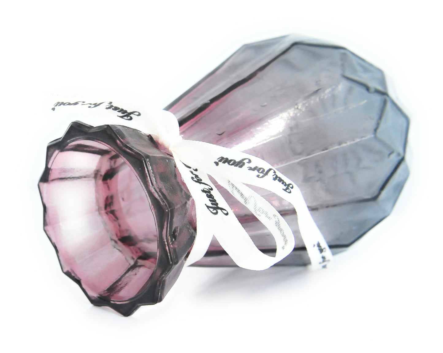 Rocwing Ribbed Glass Vase 15cm High Diamond Shape Multicolor