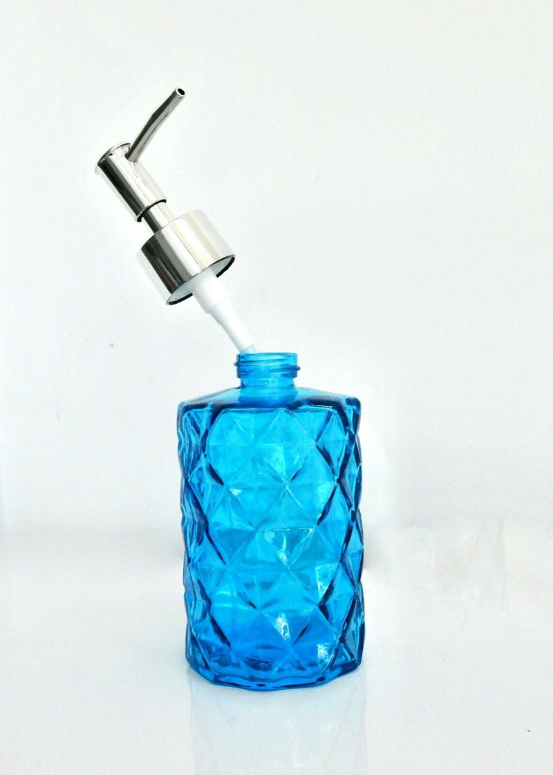 400ml Glass Lotion Liquid Soap Dispenser for Bathroom Kitchen Blue Colour