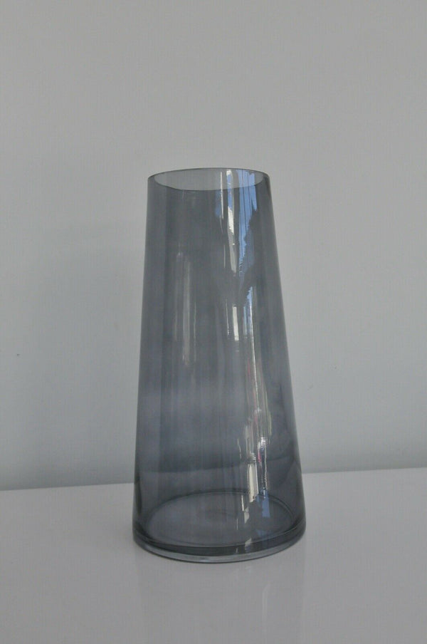 28cm Medium Height Cylinder Shape Clear Grey Glass Flower Vase