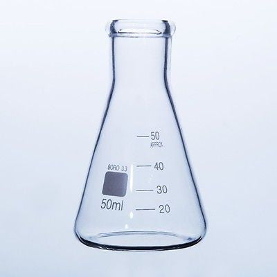 Boro 3.3 lab glass flask 50ml transparent 