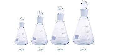 Borosilicate Conical Flask  Grounded Glass Stopper Sets Boro 3.3 Lab Glassware