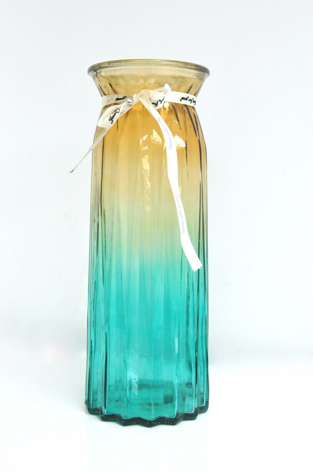 Rocwing 30cm (11.8") High Multicolor Ribbed Glass Vase 9 Color