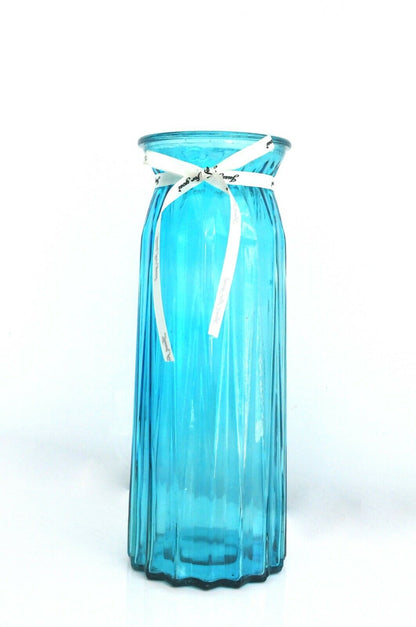 Rocwing 30cm (11.8") High Multicolor Ribbed Glass Vase 9 Color