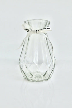 Rocwing Ribbed Glass Vase 15cm High Diamond Shape Multicolor