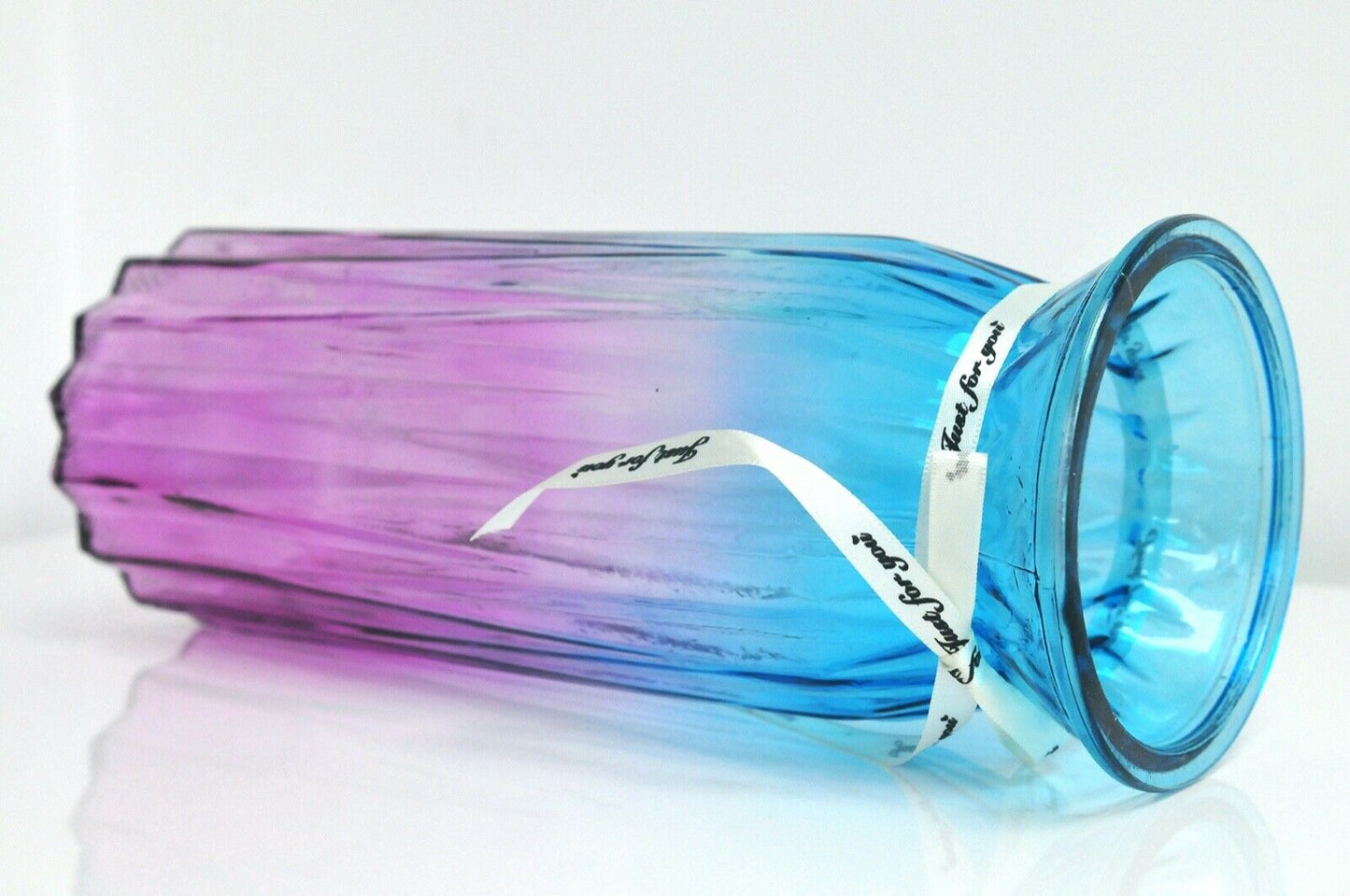 Rocwing 30cm (11.8") High Multicolor Ribbed Glass Vase 9 Color