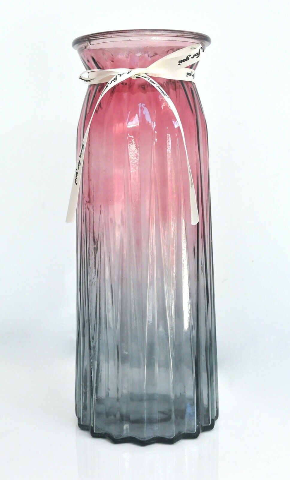 Rocwing 30cm (11.8") High Multicolor Ribbed Glass Vase 9 Color