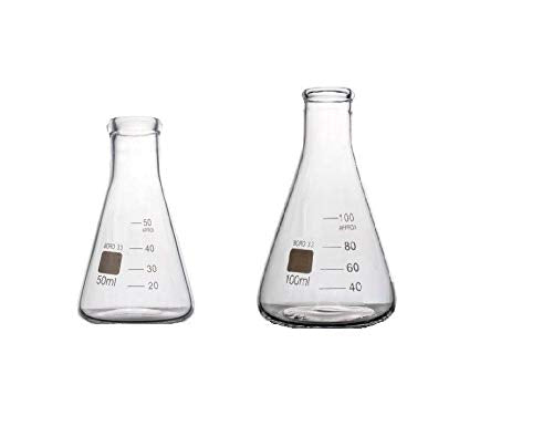 Boro 3.3 lab glass flask 50ml+100ml transparent 
